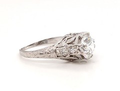 Art Deco Diamond Engagement Ring 1.20ct D VS1 Ideal Platinum IGI Original 1920’s