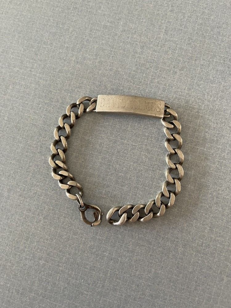 HEAVY 40G VINTAGE 1970s CURB 925 STERLING SILVER BRACELET 8-3/4” ID NAMEPLATE