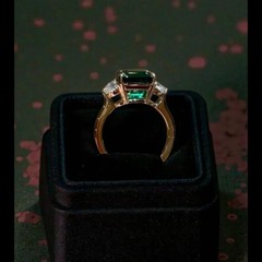 4.10 Ct Natural Emerald Art Deco Vintage Engagement Ring 14K Yellow Gold Over