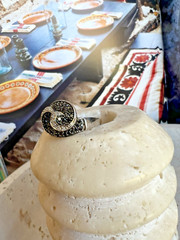Fine ESTATE 14k White Gold Black Diamond Ladies Ring