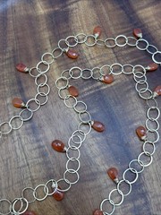14/20 GF Gold Filled Chain Necklace 34” With Faceted Carnelian Stones