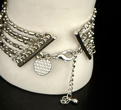 Vintage MARLYN SCHIFF 7″ Silver Tone Art Deco Style Paneled Rhinestone Bracelet