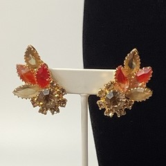 D&E Juliana Pink Givre Earrings Crystals Climber Gold Tone 1.75″
