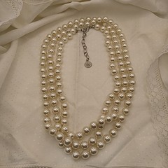 VINTAGE SIGNED GRAZIANO HAND KNOTTED FAUX PEARLS 61-64.5” CLASSY NECKLACE READ*