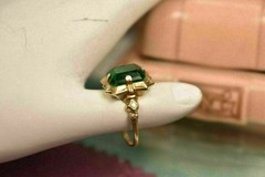 3.00Ct Lab Created Green Emerald Engagement 14K Yellow Gold Finish Ring
