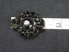 Vintage REGENCY Japanned Jet Black Rhinestone Pin Pendant Brooch Signed Mourning