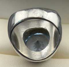 Sterling Silver Vintage Eagle Mexico 12.9 Ct Blue Quartz Ring Sz. 9 – 24.3 Grams