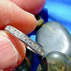 Original EARTH MINED DIAMOND Deco Wedding Band ETERNITY Anniversary Ring S 6.25