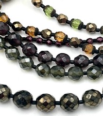 VTG Multi Strand GOLD FUMED Brown CRYSTAL NECKLACE Rhinestone Hook Clasp 1969