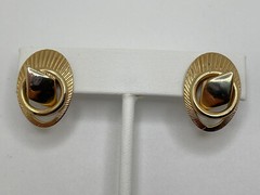 Vintage Signed Alice Gold Tone Circle Screw Back Earrings 3D 80s