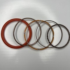 H1 Lot Orange Multicolor bangles Resin Metal Boho Hippie Glam Retro bracelets