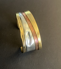 VINTAGE..LAZARO..MCM CUFF BRACELET…MIXED- 925 STERLING SILVER/COPPER/BRASS