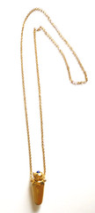 VTG COPAREL ME COLOGNE IN A FLACON PENDENT NECKLACE 29″ CHAIN BLUE STONE ON TOP