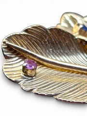 Vintage 14k Gold Feather & Gemstone Brooch/Pin SIGNED 8.9grams eBay GIA Verified