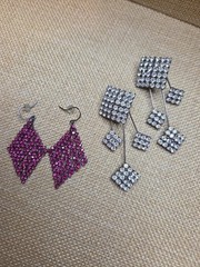 RETRO / VINTAGE RHINESTONE DANGLE EARRINGS 2 PR LOT VERY PRETTY