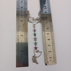 Hand Chain Bracelet Sterling Silver Slave Bracelet Ring Connected Stars Crystals