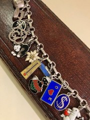 RARE VINTAGE AUSTRIA 800 SILVER ENAMEL LOADED CHARM BRACELET ESTATE FIND A+