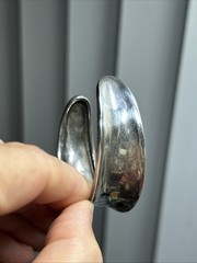 54. Vintage BOMA 925 Sterling Concave 21mm wide Cuff Bracelet 20.9g, 6 3/8″