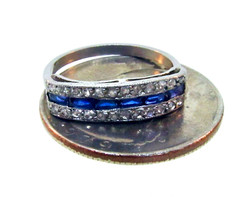 Antique Art Deco 1920’s Platinum Diamond & Simulated Sapphire Wedding Band