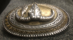 Crumrine Belt Buckle: Silver Plate & 10K Gold Cow Skull, Bold Southwest Splendor