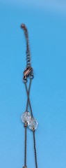 Vintage Beaded Necklace – Metal Chain – Multicolored Beads