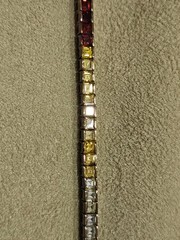 Vintage Multi Color Rainbow Tennis Bracelet Gold Tone over 925 Sterling Silver