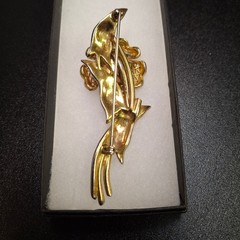 Antique gold tone flower Brooch Art Deco 1920 – 30’s citrine color stone broken