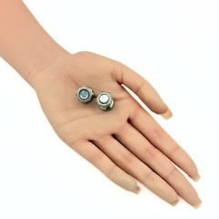 B&W Co. Marked Patented Octagon Platinum Plated Abalone Snap Cufflinks