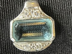 Vintage Art Deco White Gold Aquamarine and Diamond Pendant