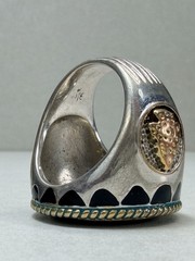 Vintage Buffalo Nickel Style Statement Ring Silver Tone Sz 11
