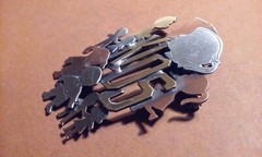 KIDS by K&T Vintage Tri-Metal Crafted Brooch Pin 2.5″ Inches Brass Copper Nickel
