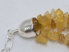 Jay King Tigers Eye Necklace 3 Strands Yellow Opal Nuggets Sterling Silver NIB