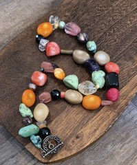 Vtg Natural & Man-made Colorful Stone Beaded Necklace, Non-magnetic Toggle