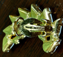 Vintage B David Rhinestone Clip Earrings Aurora Borealis Gold Tone Crescents