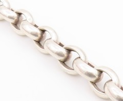 925 Sterling Silver Vintage Bracelet Chunky Interlocking Circles Link BT12203