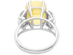 11.74Ct Ceylon Yellow Sapphire and 0.66Ct Diamond, 18k White Gold Ring