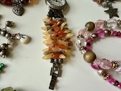 Vintage Bracelet Lot + Watch Some Stretchable Faux Pearls Stones Glass Beads