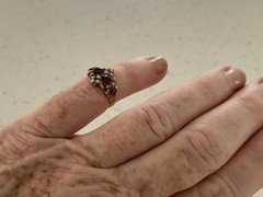 Victorian 9ct Gold Almandine Garnet and Pearl Cluster Ring