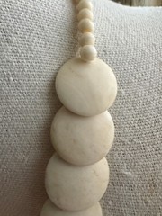 Vintage 1960s-80s Bleached Bone Disc Necklace Graduated Piano-Key Style 19”