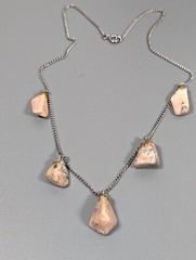 Vintage Polished Stone Charm Nugget Jasper Necklace Boho Coastal 18 in