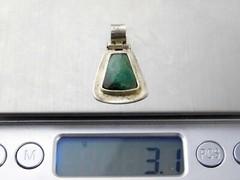 Vintage 950 Sterling Silver Green Chrysocolla Pendant 3.1 Grams