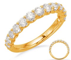 ESTATE .99CT DIAMOND 14K YELLOW GOLD CLASSIC ROUND SHARED PRONG ANNIVERSARY RING
