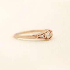 Vintage Art Deco Minimalist & Lab Created Diamond In 925 Sterling Silver Ring