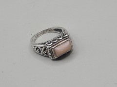 Vtg Pink Agate Sterling Silver 925 Size 6 Ross Simons Scrollwork Ring 6 Grams