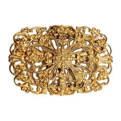 Antique Victorian Brass Sash Slide Buckle Art Nouveau Filigree Gilt Brass