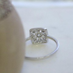 1/4CT White Round Cut Simulated Diamond Art Deco Wedding Solid 925 Silver Ring
