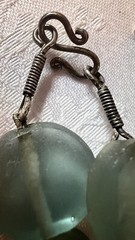 Vintage Blue Prehnite Silver Tone Spacers Necklace Hook Closure 26 Inches