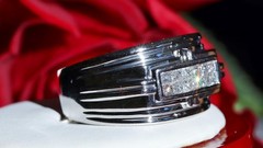 14k white gold size 10 ring 0.60ct natural diamond invisible set band 12.6g C-74