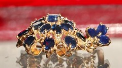 14k yellow gold pendant 4.00ct ceylon sapphire charm handmade 1920s antique 3.2g