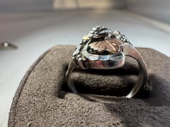Vintage Sterling silver and 12k rose gold leaf design ring, size 9.50